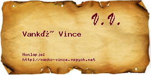 Vankó Vince névjegykártya
